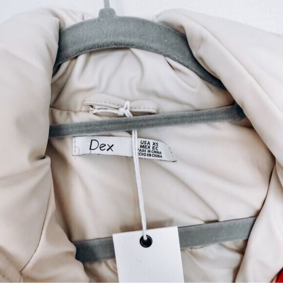 DEX Cream Long Puffer Vest With Hood Size XS - Picture 5 of 7